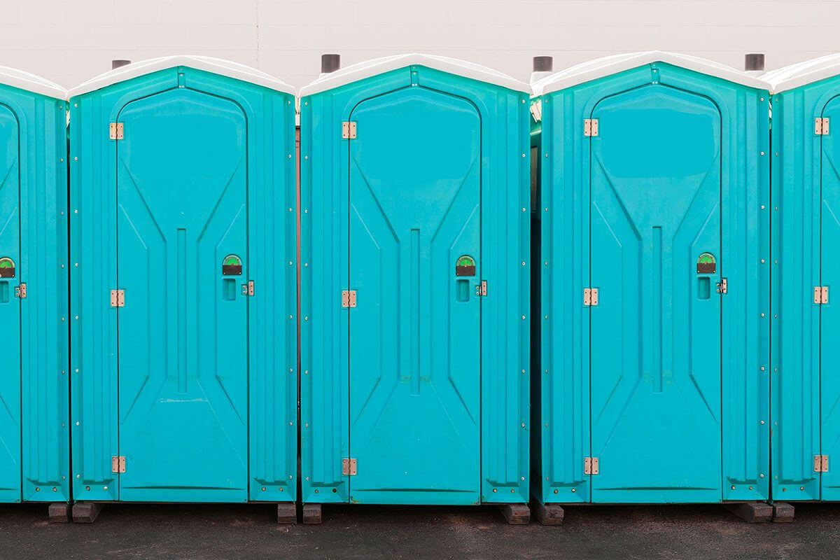 Industrial portable restroom units at a plant in Glasgow, Kentucky