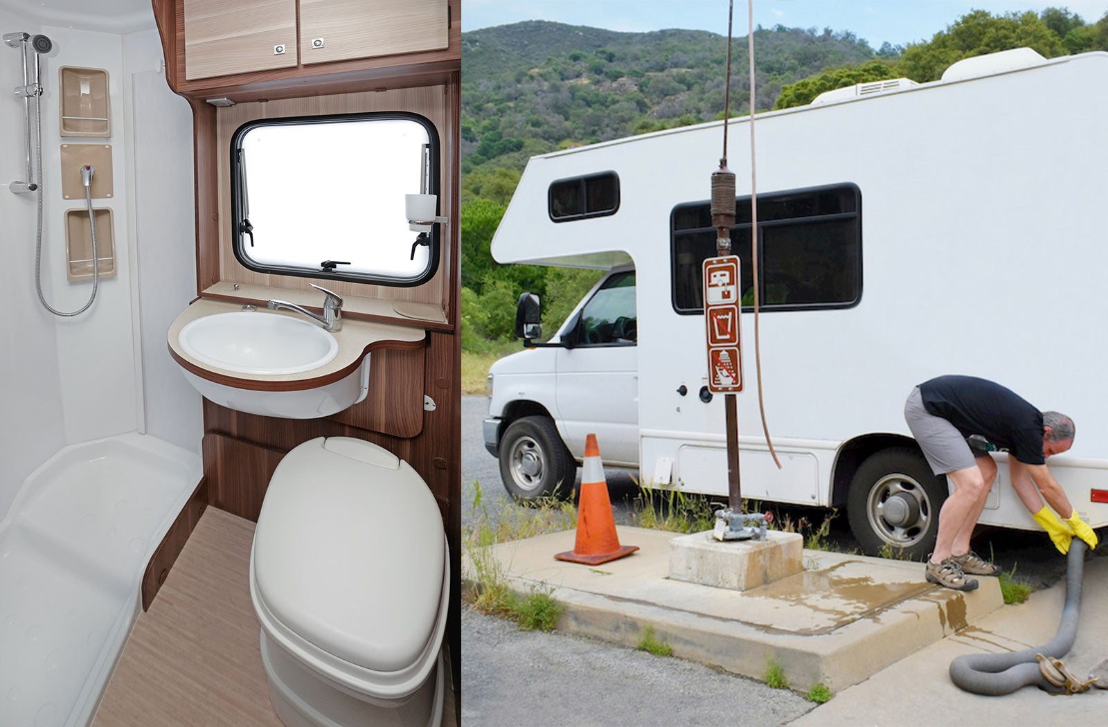 Portable RV/camper toilet and holding tank setup in Glasgow, Kentucky