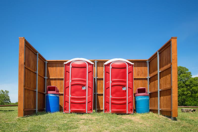 Short-term porta potty units staged for delivery in Glasgow, Kentucky